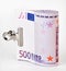 Bundle of 500 Euro bank notes with paper clip