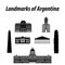 Bundle of Argentina famous landmarks by silhouette style