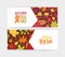 Bundle of autumn banner, discount voucher or coupon templates with fallen tree leaves and berries on white background