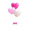 Bundle balloons form hearts bow isolated