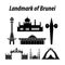 Bundle of Brunei famous landmarks by silhouette style