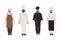 Bundle of chefs, cooks, professional restaurant staff, kitchen workers wearing uniform, apron and toque. Set of male