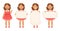 Bundle of cute little girls holding various vertical and horizontal banners on a white background for your text.