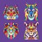 bundle of four animals wild life full color