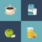 bundle of four breakfast ingredients set icons