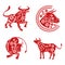 bundle of four chinese new year 2021 set icons