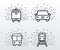 bundle of four conveyance transport line style set icons