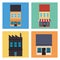 bundle of four houses facades icons