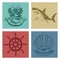 bundle of four nautical elements set icons