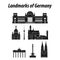 Bundle of Germany famous landmarks by silhouette style
