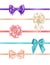 Bundle of gorgeous realistic satin bows and ribbons of various types and colors isolated on white background. Set of