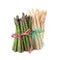 Bundle of green and white asparagus. Rustic decorated.