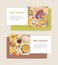 Bundle of horizontal banner templates with tasty breakfast meals or delicious morning food lying on plates and place for