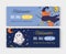 Bundle of horizontal holiday web banner templates with Halloween characters - witch and ghost. Vector illustration in