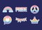 bundle of icons with lgbtq pride colors on a purple background