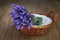 Bundle of lavender on vintage wooden table