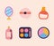 bundle of makeup icons on a baige background