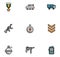 Bundle of military set icons