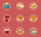 bundle of nine breakfast ingredients set icons