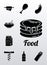 Bundle of nine food set icons and lettering