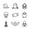 Bundle of nine halloween set icons