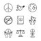 Bundle of nine human rights line style set icons