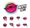 Bundle of nine pop art mouths fill style icons