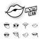 Bundle of nine pop art mouths line style icons