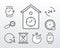 bundle of nine time clocks line style icons