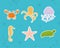 bundle of sealife icons on a water background