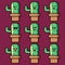 Bundle set cactus emotion icon vector design