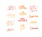 Bundle set of Orange vector lettering calligraphy autumn phrases. Hand drawn isolated illustration for greeting card. Perfect for