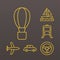 bundle of six conveyance transport line style set icons