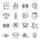 Bundle of sixteen human rights line style set icons