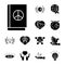 Bundle of sixteen human rights silhouette style set icons