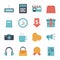 Bundle of sixteen shopping set collection icons