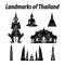 Bundle of Thailand famous landmarks by silhouette style