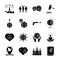 Bundle of thirteen human rights silhouette style set icons