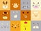 bundle of twelve cute little animals heads characters