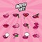Bundle of twelve pop art mouths fill style icons