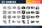 Bundle Vector of 32 Camera Line Outline and Solid Glyph Details Icon Set. 48x48 Pixel Perfect Editable Stroke