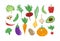 Bundle of vegetable icons in flat design. Pumpkin, potatoes, mushrooms, beets. Cartoon illustrations of vegetarian food