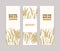 Bundle of vertical banner templates with wheat ears on white background. Baked products, bread, bakery, bakeshop or