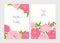 Bundle of wedding invitation and Save The Date card templates decorated with tender blooming pink peony flowers