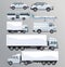 Bundle of white transport vehicles set icons