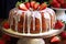 Bundt Cake with White Icing and Strawberries