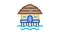 Bungalow House On Water Icon Animation