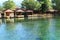 Bungalow houses and bowers in the lake, summer season