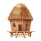 Bungalow hut, vector African thatched nipa house, straw village bamboo beach tent building roof.