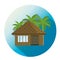 Bungalow with palm trees. Tropical apartment. icon for touristic business.